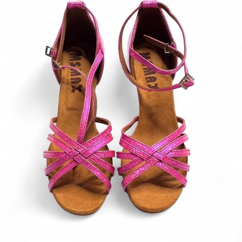 MsMax Pink glittery strappy heels with buckle detail smaller heel size 9 (39)